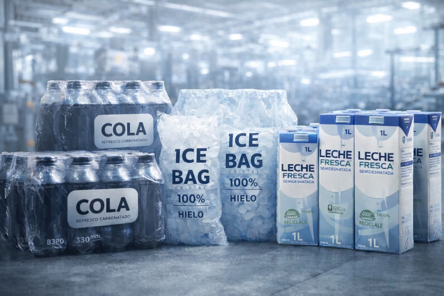 Packaging de refrescos, hielo y lácteos con biopolímeros Maya
